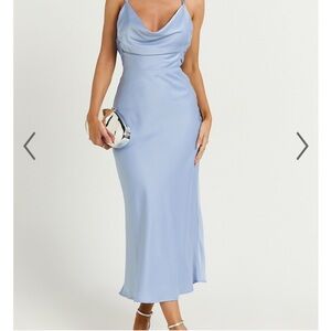 NWT Showpo Soft Petal Cowl Crossover Back
Midi Dress in Cornflower Blue size: 2